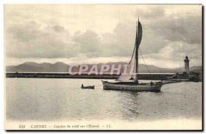 Postcard Old Lighthouse Cannes Sunset on the boat & # 39Esterel