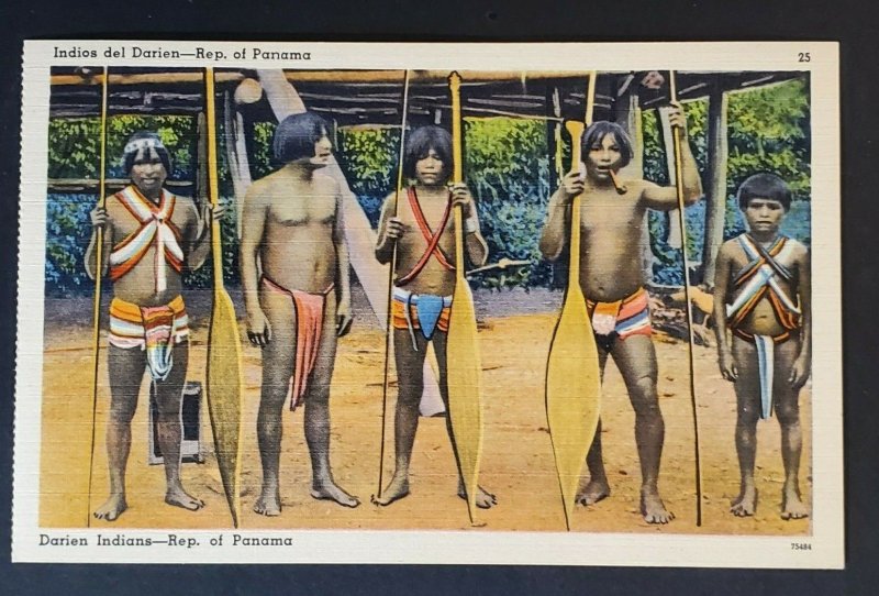 Mint Vintage Canal Zone Panama Native Darien Indians Posing Picture Postcard