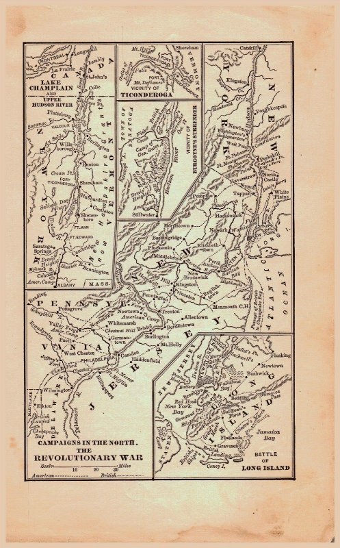 Antique 1885 Print Map Revolutionary War Brief History The United States 