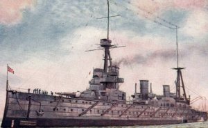 Raphael Tuck British Navy HMS New Zealand Battle Cruiser 'Oilette' Color  c.1910
