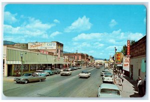 Sandpoint Idaho Postcard Capital Luster-Land Classic Cars Buildings 1960 Vintage