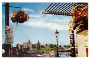 Inner Harbour, Parliament Buildings, Victoria, BC, 1967 Postcard, Slogan Cancel