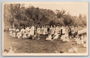 RPPC Patriotic Event America Britain Band Flags Brotherhood Liberty Postcard B32