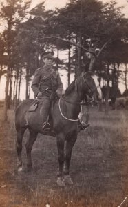 Military Soldier On Horseback 1911 Family Hand Signed RPC Postcard