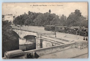 Neuilly-sur-Seine France Postcard Panoramic View Trolley Car Bridge 1909