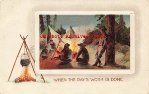 Western Scene, When the Day's Work is Done, Cowboys by Camp Fire, BB London E82