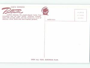 Unused Pre-1980 BILTMORE HOTEL Santa Barbara California CA Q3914