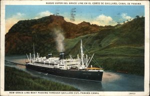 Panama Canal New Grace Line Steamship Gallard Cut USED 1936 Postcard