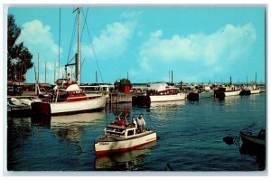 c1950's Milwaukee Wisconsin WI, Yacht Club Boats Dock Unposted Vintage Postcard