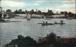 Minnicoganashene Georgian Bay Ontario Homes Harbor c1910 Postcard