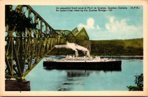 LOT OF 2 Canada Quebec Pont De Ship Postcard Old Vintage Card View Souvenir Post