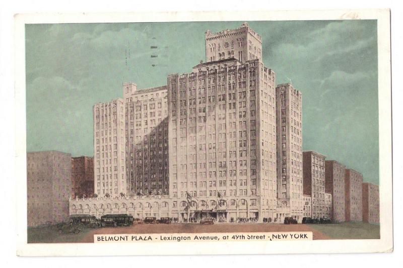 Belmont Plaza New York NY 1938 Postcard