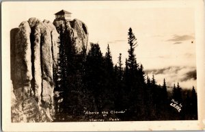 RPPC Black Elk Peak Above the Clouds on Harney Peak SD Vintage Postcard B39