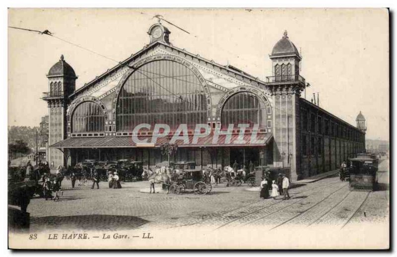 Old Postcard Le Havre train station