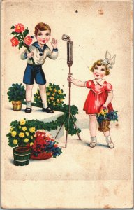 Boy In Love With A Girl Vintage Postcard 04.16 