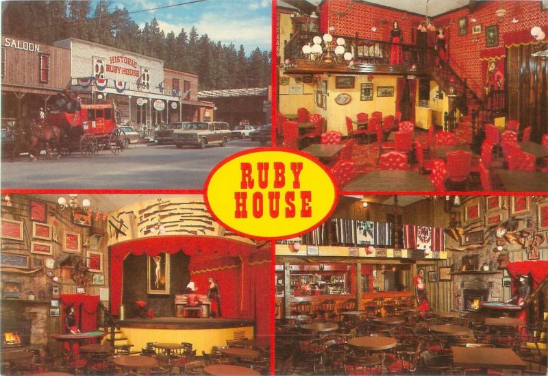 Ruby House Family Restaurant 4 Views Keystone South Dakota Continental Postcard