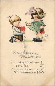 Twelvetrees Little Boy Kneels with Heart for Girl Valentine c1910 Postcard