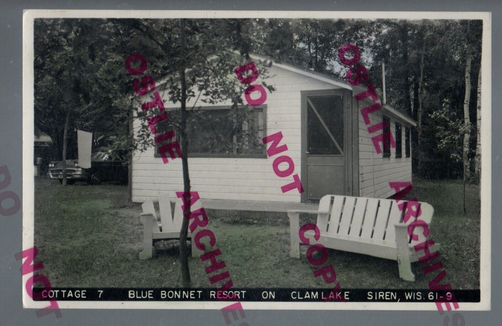 Siren WISCONSIN RPPC 1964 BLUE RESORT Clam Lake ROADSIDE nr