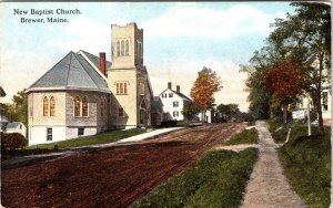 Brewer, ME Maine  NEW BAPTIST CHURCH Religion~Penobscot County ca1910's Postcard
