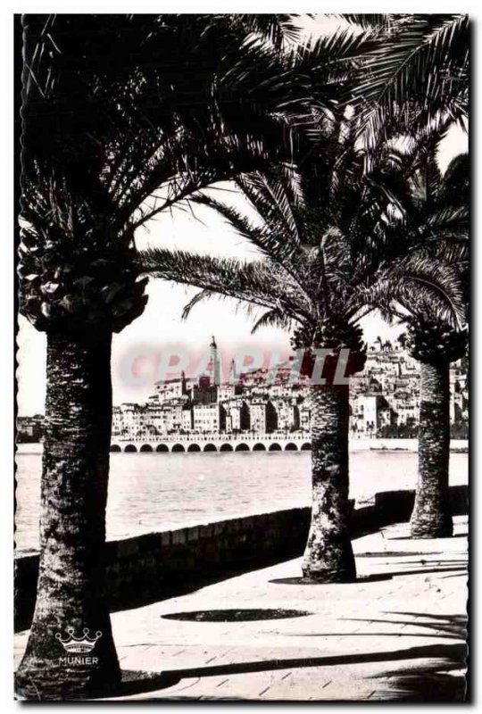 Old Postcard Menton Old Town View from Garavan