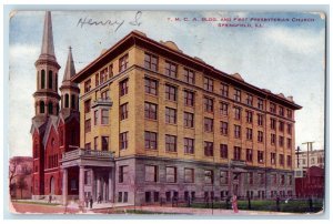 1911 YMCA Bldg First Presbyterian Church Springfield Illinois Vintage Postcard 