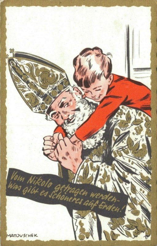 Saint Nicolas - European Santa Claus Vintage Postcard  04.01