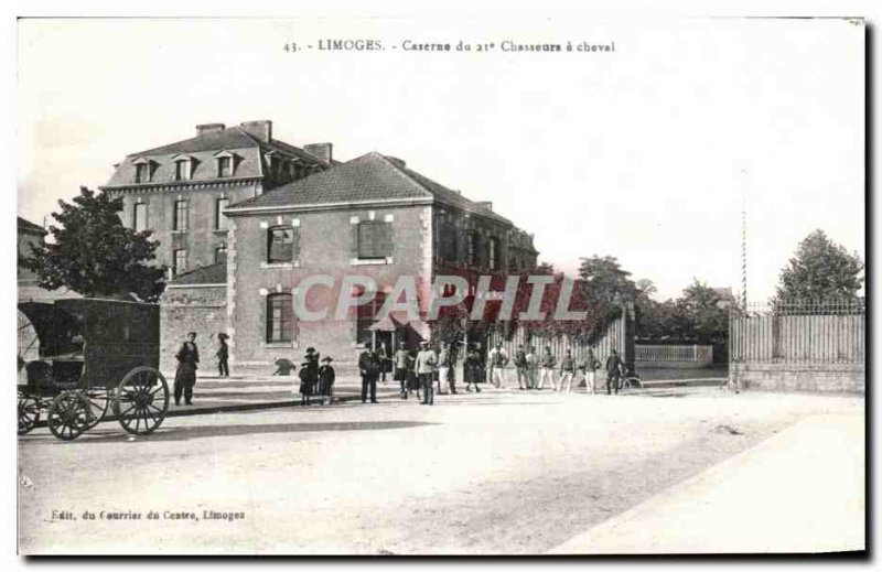 Postcard From Old Limoges Barracks Army Chasseurs a Cheval