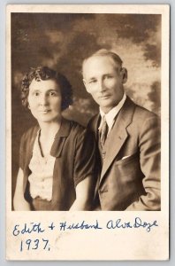 Comanche Oklahoma RPPC Alva Doze and Edith Smith York Fowler 1937 Postcard I26