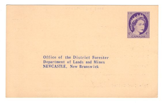 Postal Stationery Postcard Elizabeth II Newcastle, New Brunswick Lands and Mines