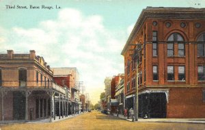 Baton Rouge  Louisiana Third Street, Color Lithograph Vintage Postcard U16417