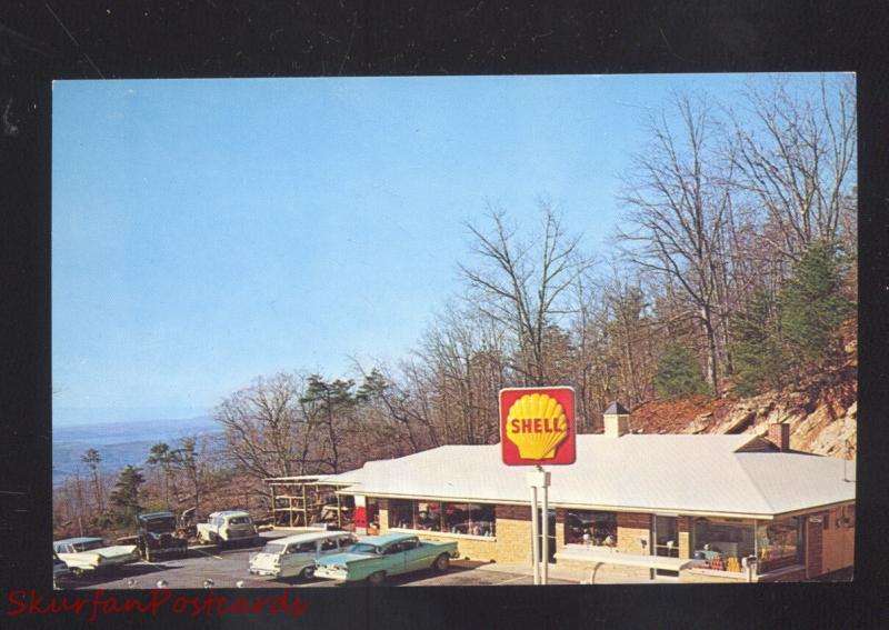 THORN HILL TENNESSEE CLINCH MOUNTAIN LOOKOUT GAS STATION OLD CARS POSTCARD