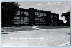 Annandale MN Postcard RPPC Photo Public School Building Scene Street 1965 Posted