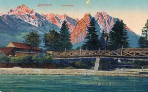 Germany Garmisch-Partenkirchen Kreuzsteg Vintage Postcard 07.51