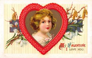 Valentines Day Child In Heart Flowers Antique Postcard K25032