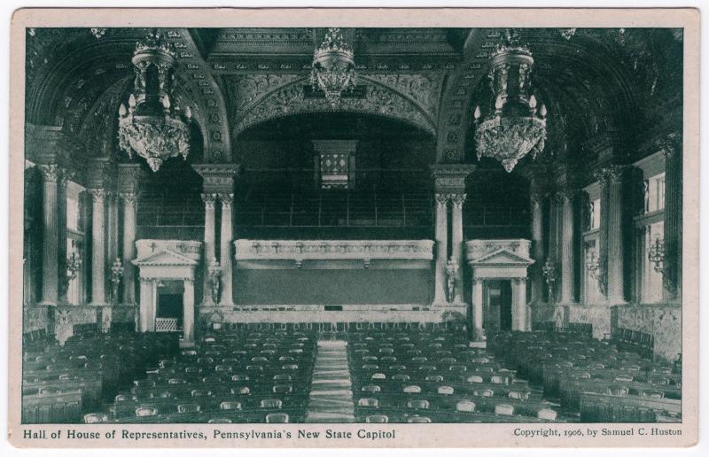 1906 Harrisburg PA Hall House of Representatives New State Capitol UDB Postcard