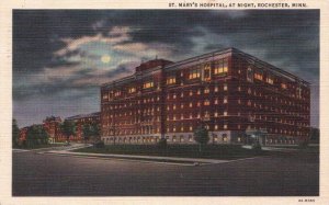 Postcard St Mary's Hospital at Night Rochester MN