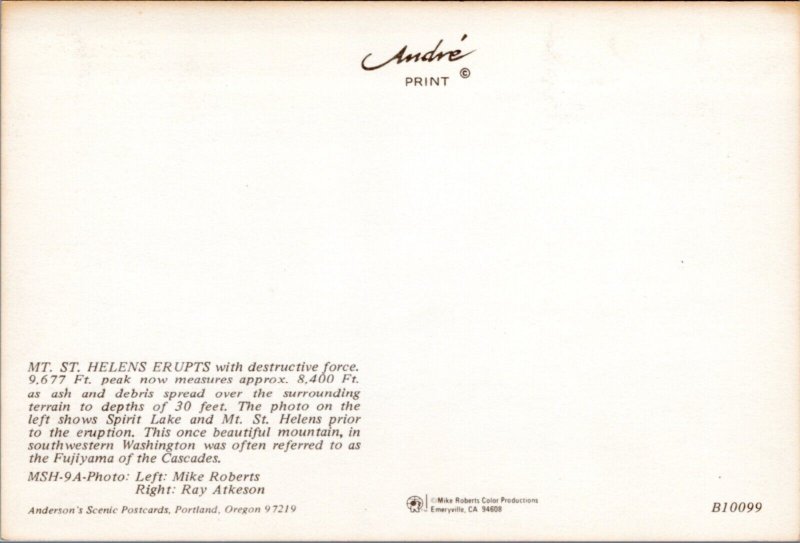 Postcard Washington Mount St. Helens Before and After 