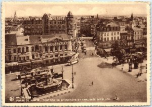 M-57508 Porte De Namur Brouckère Fountain and Ixelles Roadway Brussels Belgium