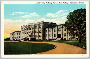 Vtg Manhattan KS Engineering Building Kansas State College 1930s View Postcard