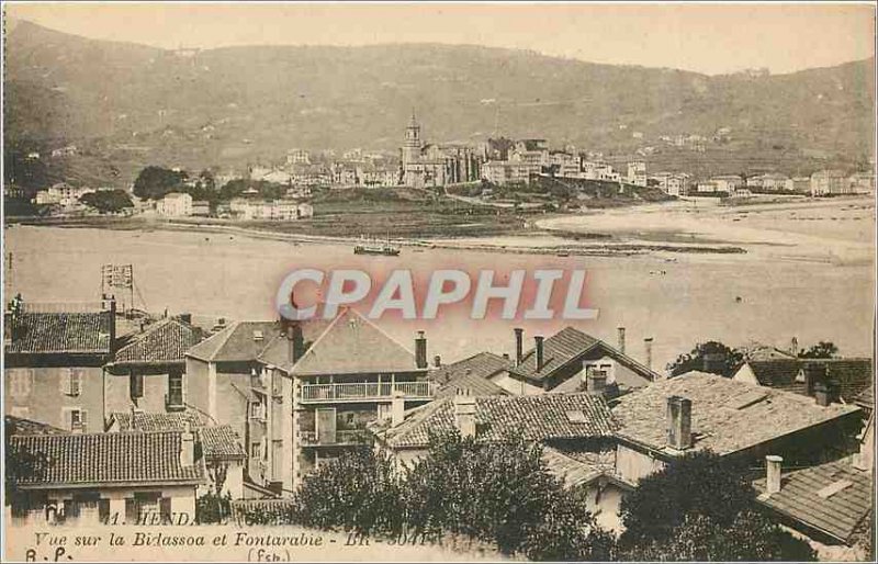 Old Postcard View Hendaye Bidasoa and Hondarribia