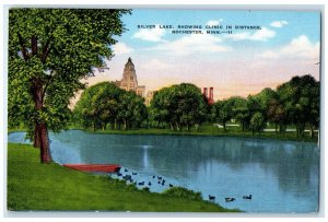 c1940's Silver Lake Showing Clinic In Distance Rochester Minnesota MN Postcard