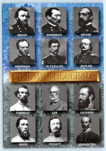 Union & Confederate CIVIL WAR GENERALS Portraits LEE & GRANT etc 4x6 Postcard