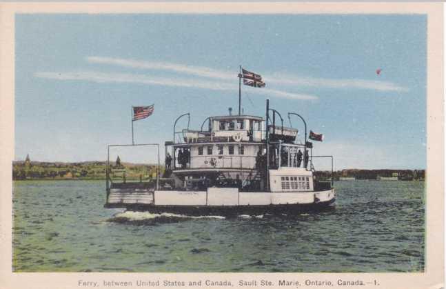 Ferry to US at Sault Ste Marie ON, Ontario, Canada WB