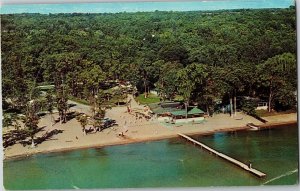 Postcard ON Stroud Lake Simco Hunter's Park Cottages Aerial View 1960s K67