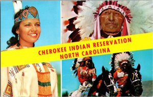 Cherokee Indian Reservation North Carolina Native Dress Vintage Postcard