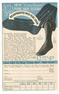 Advertising Postcard New Process Co Warren PA Waterproof Silk Socks