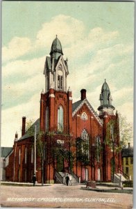 Methodist Episcopal Church, Clinton IL Vintage Postcard C45