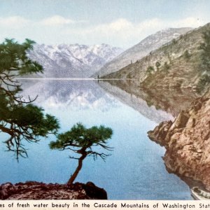 Lake Chelan Washington Postcard Cascade Mountains c1960-70s Armed Forces PCBG8B