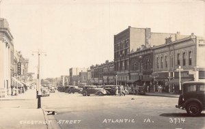 J78/ Atlantic Iowa RPPC Postcard c40-50s Main Street Stores 51