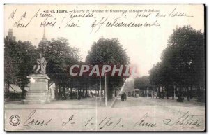 Old Postcard Tours I Entree avenue de Grammont and statue of Balak